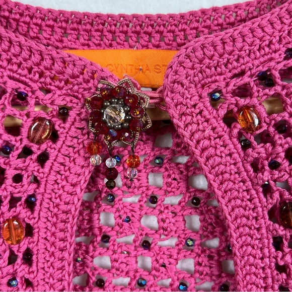 Cynthia Cynthia Steffe crochet knit beaded sweater/ cardigan - Picture 7 of 12